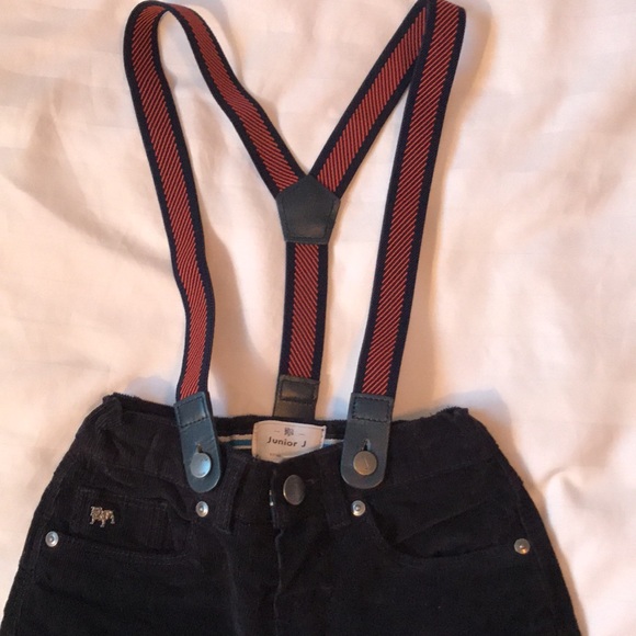 Jasper Conran British black corduroy lined pants with detachable suspenders - Picture 7 of 8